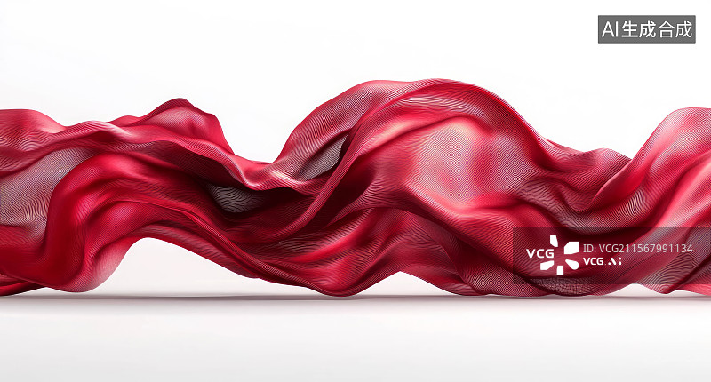 【AI数字艺术】红色飘动透明丝带素材图片素材