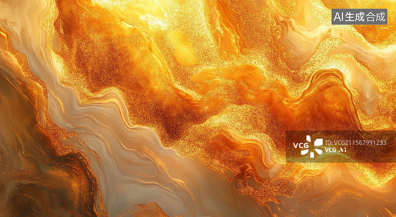 【AI数字艺术】金色流动质感背景图片素材