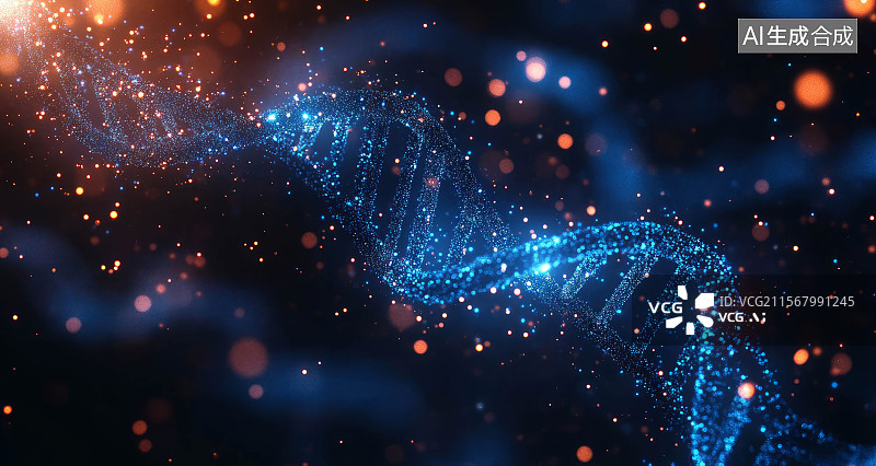 【AI数字艺术】DNA链条粒子特效图像图片素材