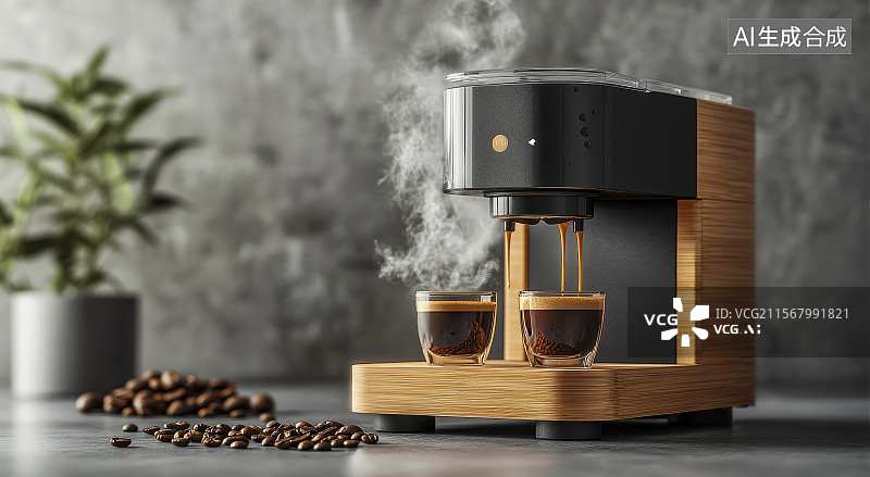 【AI数字艺术】室内咖啡冲煮器具与咖啡豆图片素材
