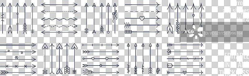 一组直箭和弓箭的标题图片素材