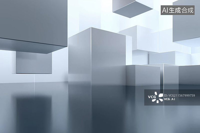 【AI数字艺术】抽象立方体空间图片素材