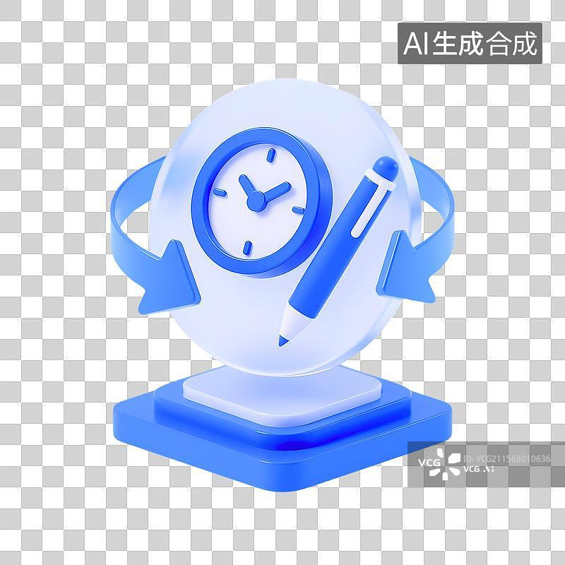 【AI数字艺术】3D蓝白时间记录与循环画面图片素材