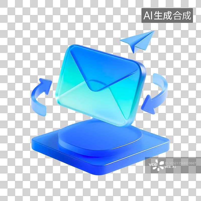 【AI数字艺术】3D蓝绿渐变邮件发送图片素材