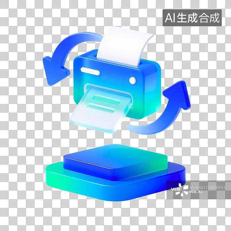 【AI数字艺术】3D蓝绿渐变打印循环动态画面图片素材