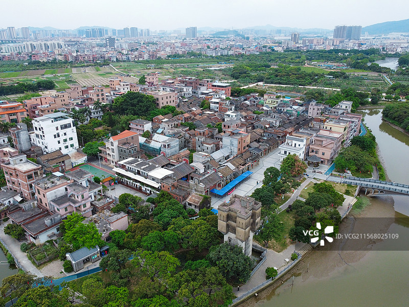 广州市增城区航拍瓜岭古村图片素材