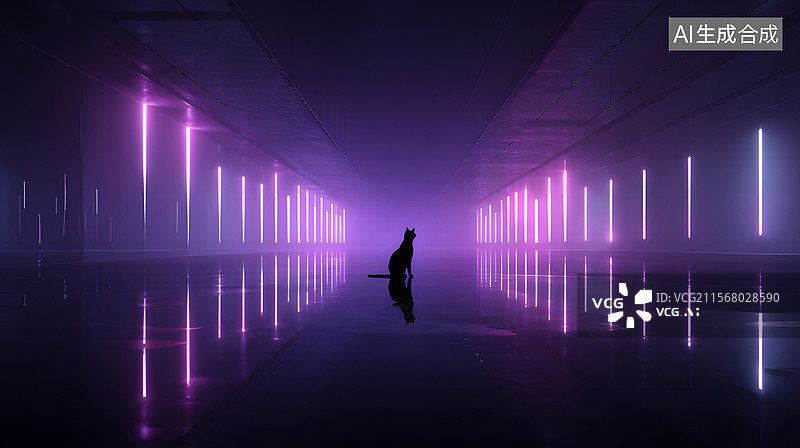 【AI数字艺术】黑暗 猫 紫色图片素材