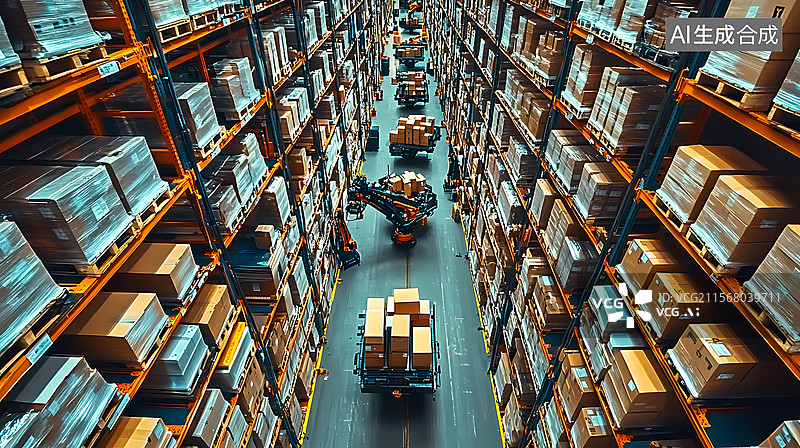 【AI数字艺术】自动化仓库储存和检索系统图片素材