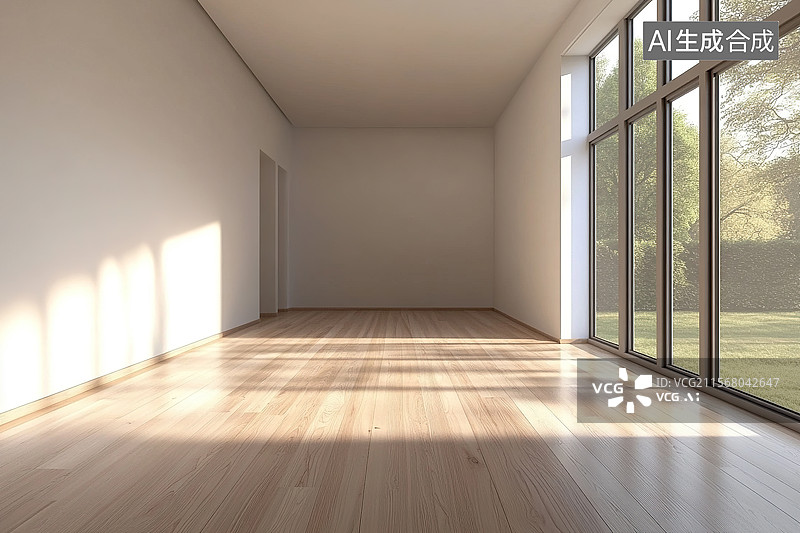 【AI数字艺术】宽敞明亮的现代空房间图片素材