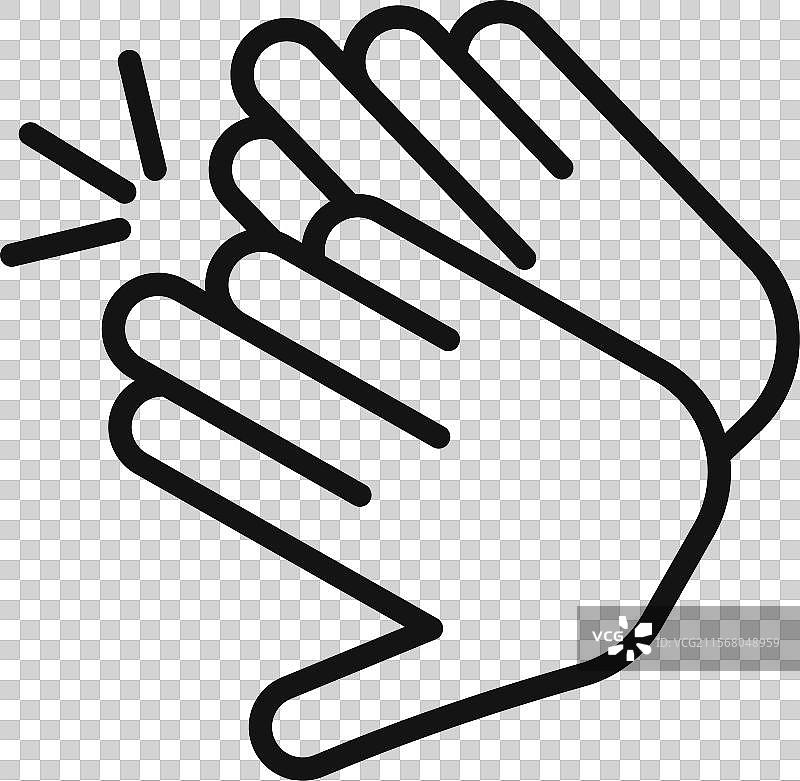 黑色线条艺术的拍手图标图片素材