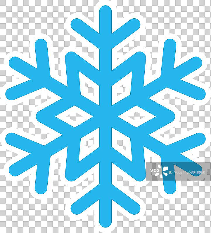 蓝色背景上的白色装饰性雪花图标图片素材