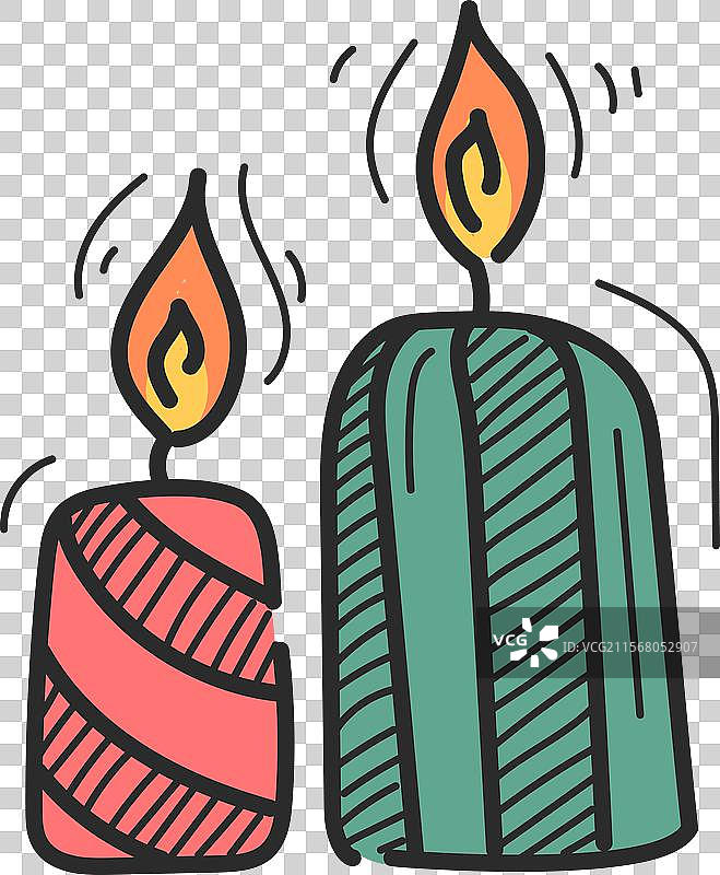 涂鸦蜡烛图标孤立设计图片素材