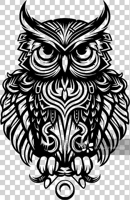 猫头鹰 - 极简风格的平面logo图片素材