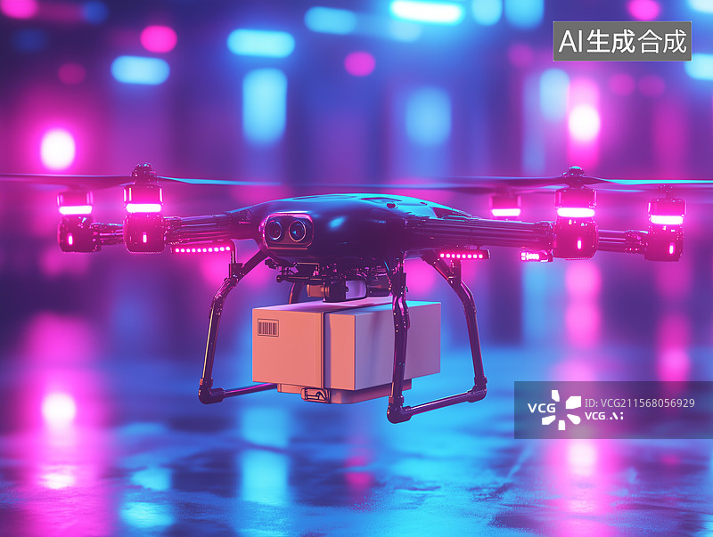 【AI数字艺术】无人机运送包裹图片素材