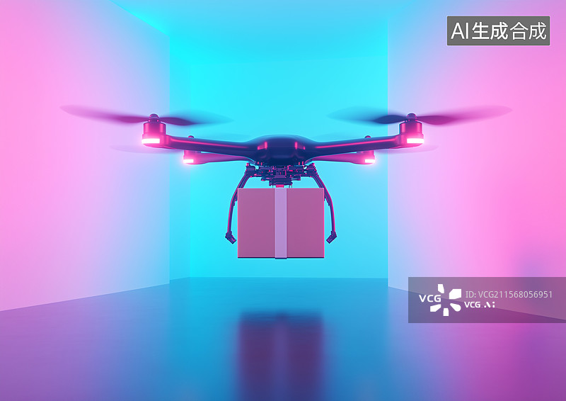 【AI数字艺术】无人机运送包裹图片素材