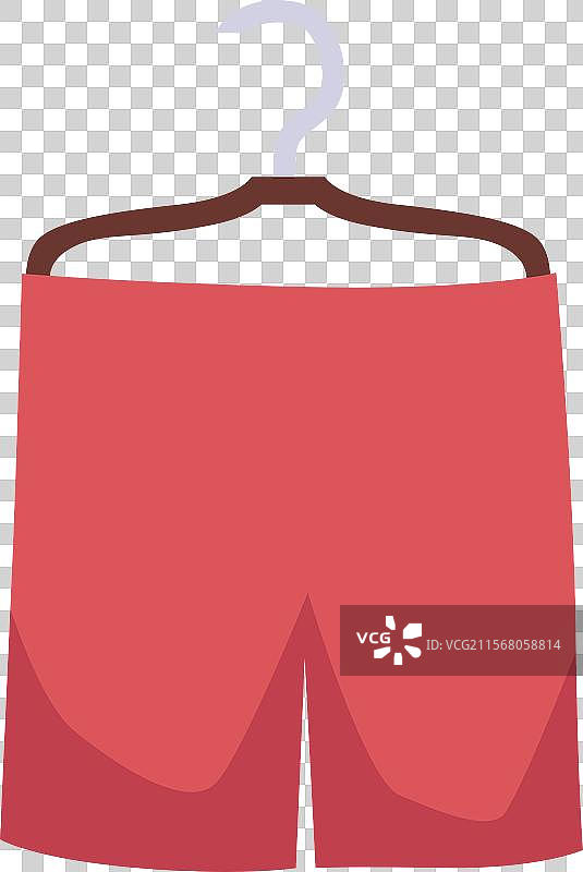 红色短裤挂在衣架上图片素材