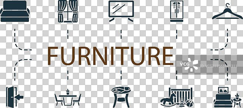 家具图标集 创意图标 沙发 窗帘图片素材