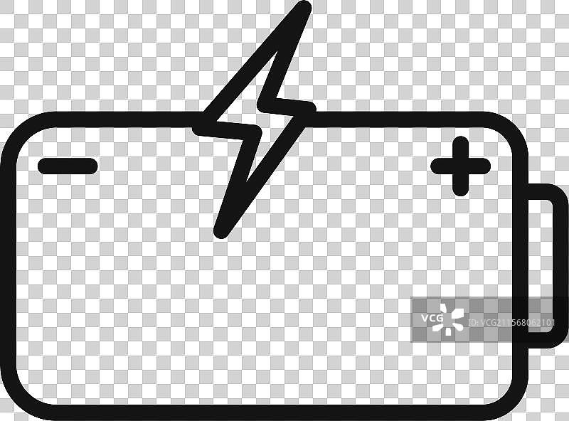 黑色线条艺术的充电电池图标图片素材