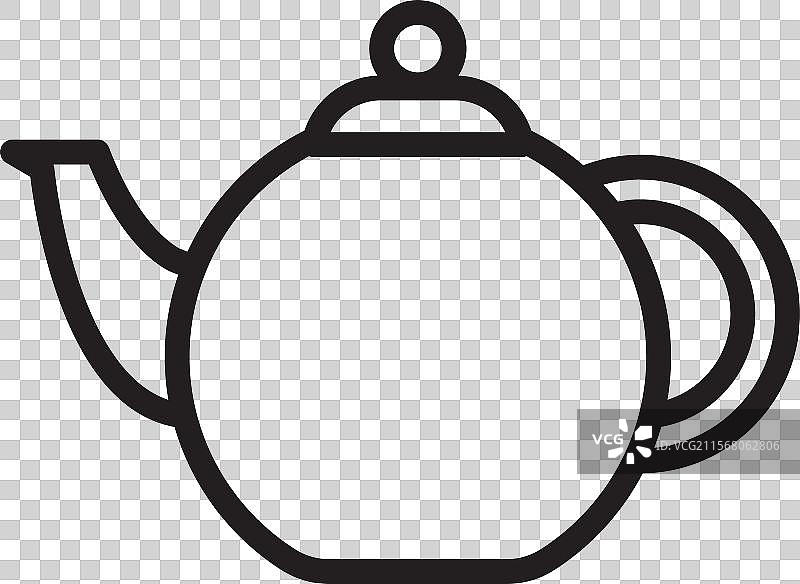 黑色线条艺术茶壶图标图片素材
