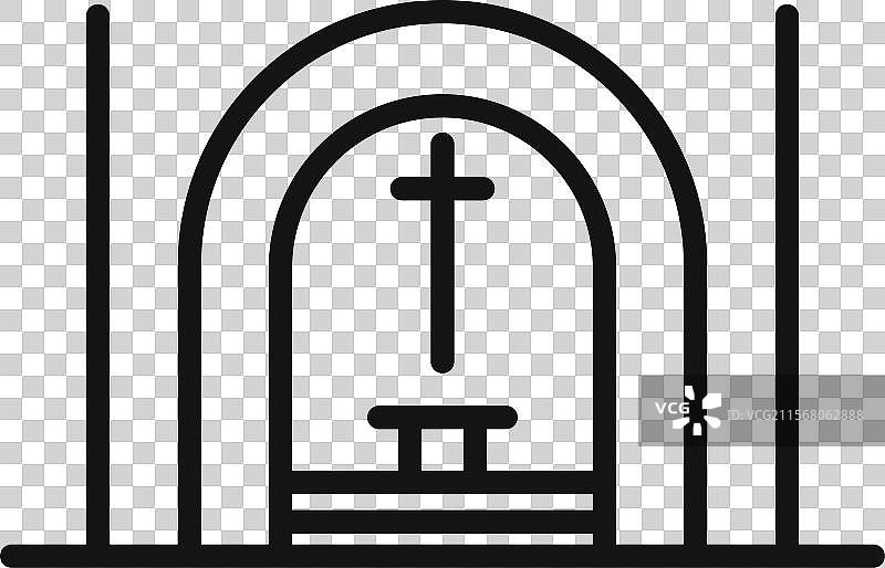 天主教教堂内部视图图标黑色线条艺术图片素材