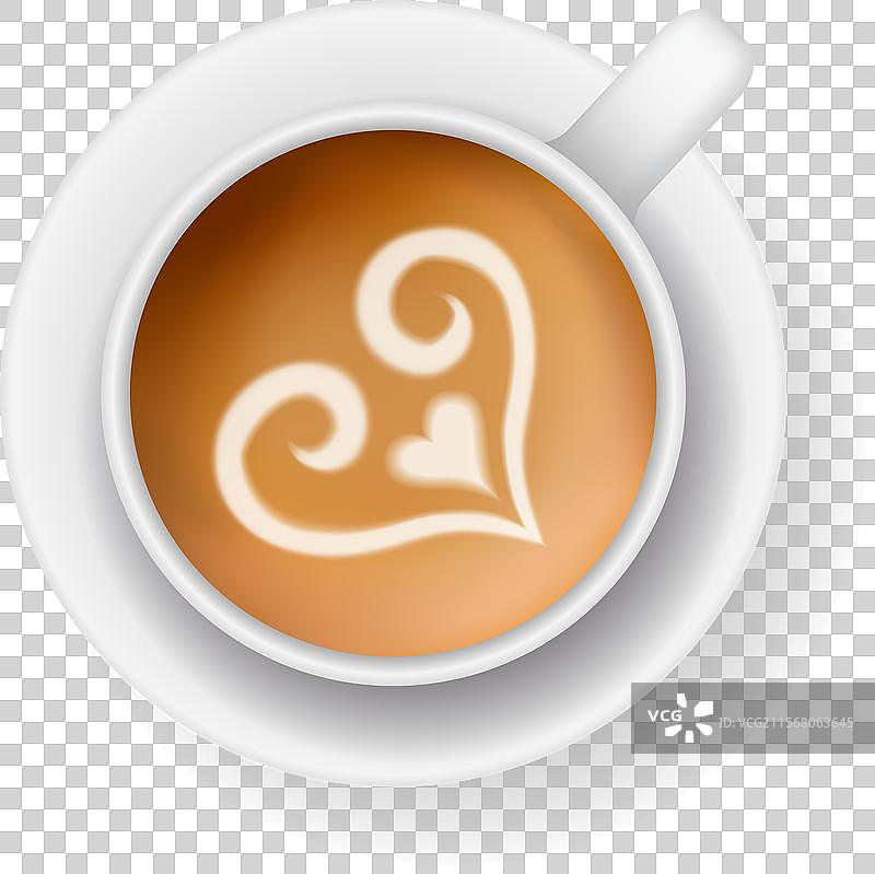 咖啡杯俯视图，卡布奇诺，浓缩咖啡，拿铁图片素材