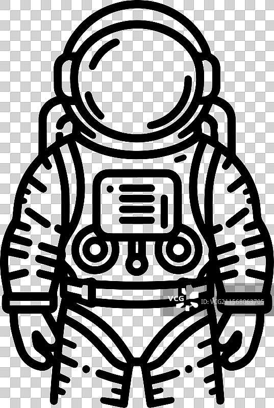 宇航员穿着宇航服和头盔的剪影图片素材