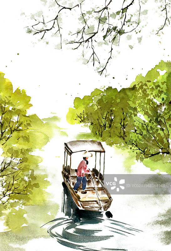 河道里的船图片素材