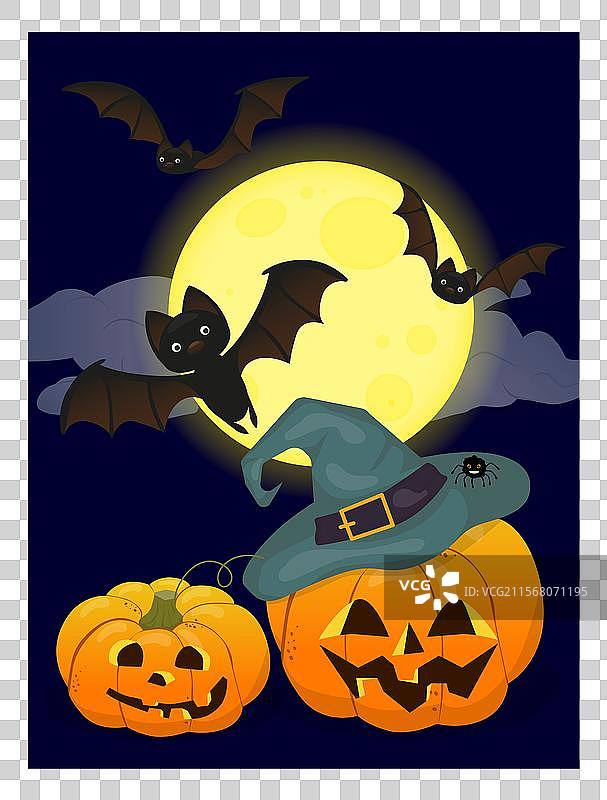 万圣节派对海报，带有蝙蝠和南瓜图片素材