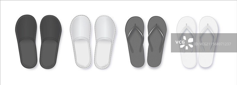 逼真的黑白空白人字拖鞋图片素材