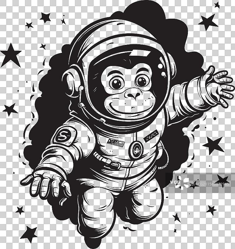 宇航员猿猴冒险图标宇宙卷尾猴探险图片素材