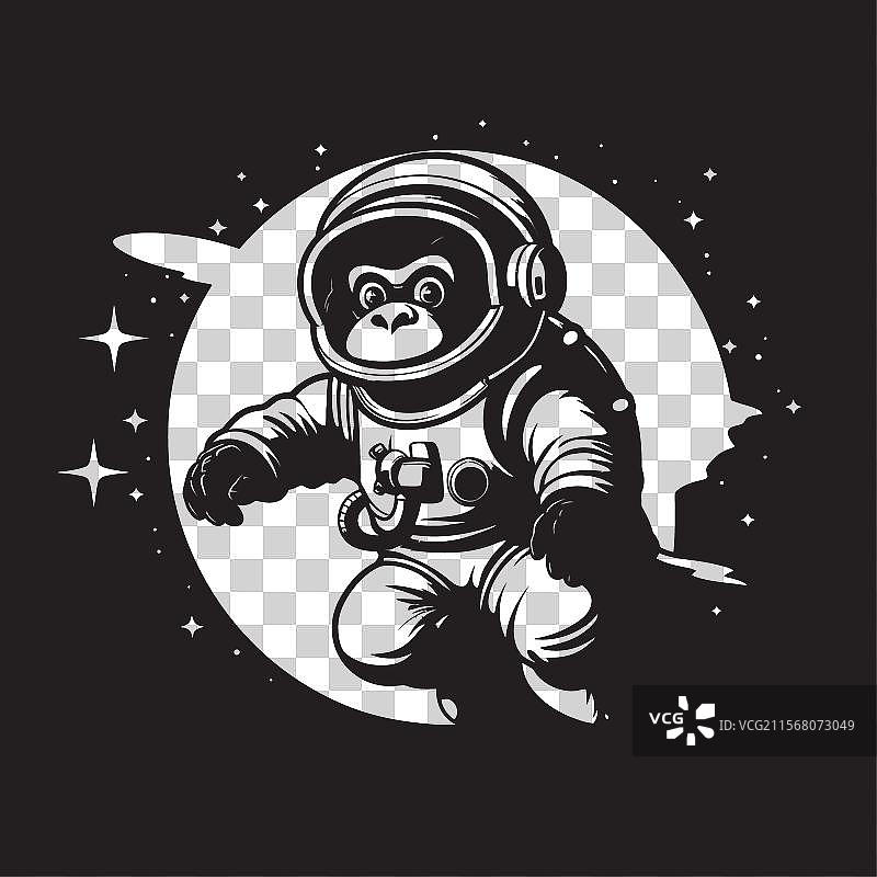 宇宙卷尾猴探险黑色图形图片素材