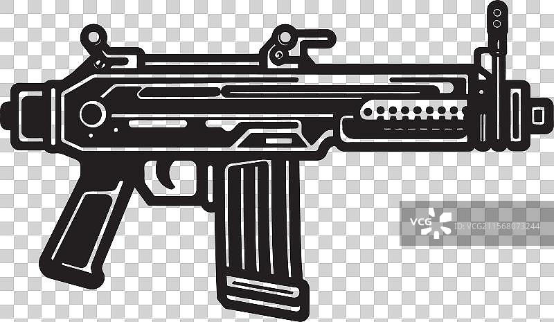 黑色机器人步枪标志电动冲锋枪图片素材