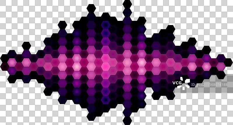 音频或音乐的闪亮声音波形与六边形设计图片素材