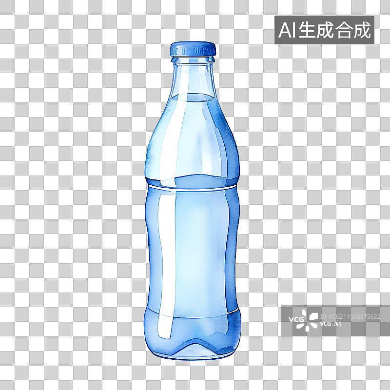 【AI数字艺术】手绘插画，矿泉水，苏打水，纯净水，白开水，瓶子免抠元素图片素材