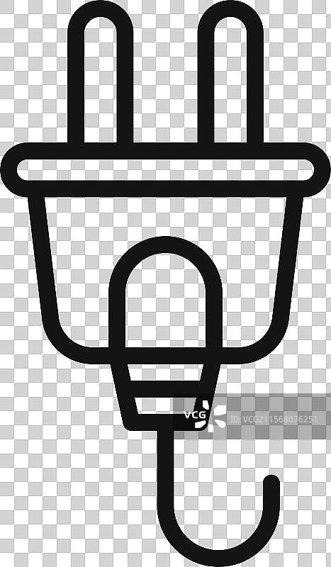 黑色插头图标轮廓集合图片素材