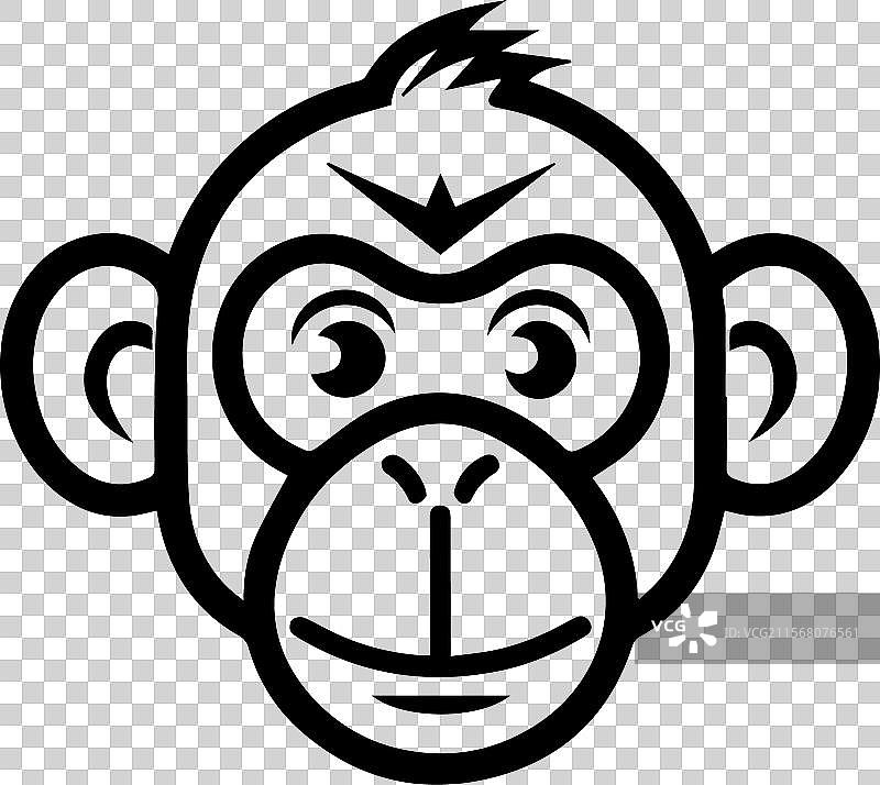 猴子图标或现代线条符号线条艺术图片素材
