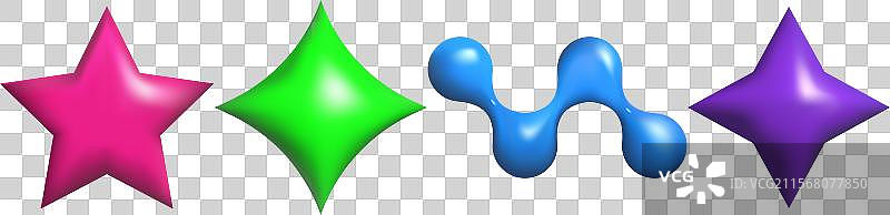 3D塑料元素集，孤立的抽象形状图片素材