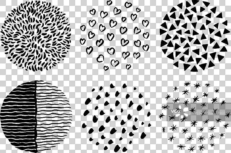 手绘圆形抽象黑色图案图片素材