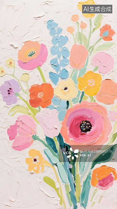 【AI数字艺术】色彩斑斓的花卉油画图片素材