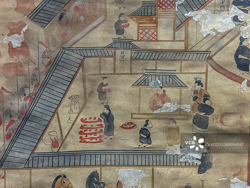 东汉 护乌桓校尉幕府图 新店子乡汉墓壁画摹本 内蒙古博物院图片素材