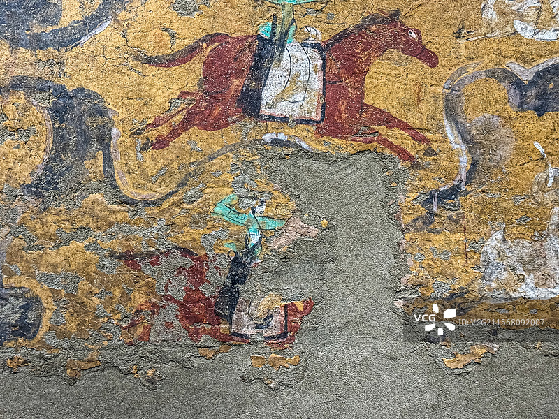 东汉 狩猎图 鄂尔多斯鄂托克旗米拉壕墓地 鄂尔多斯博物馆图片素材