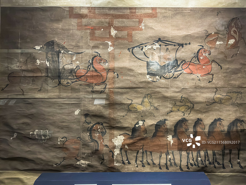 东汉 牧马图 新店子乡汉墓壁画摹本 内蒙古博物院图片素材