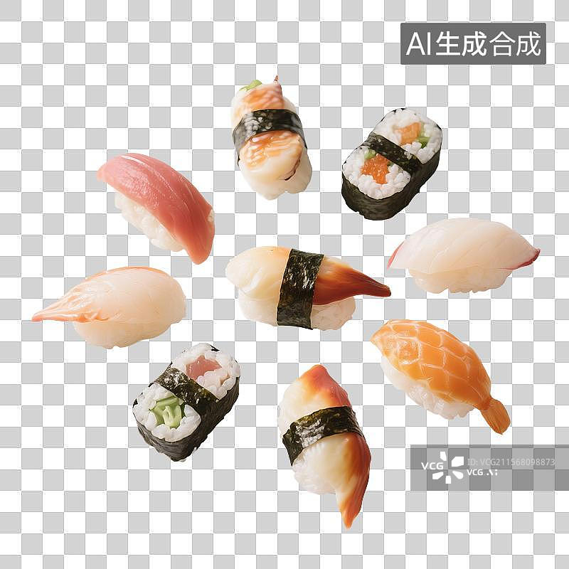 【AI数字艺术】三文鱼寿司，握寿司，日本菜，日本料理免抠元素图片素材