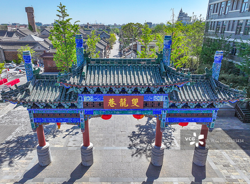 河南省开封市古观音寺航拍图片素材