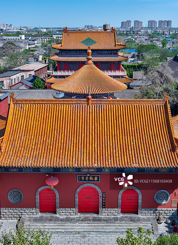 河南省开封市古观音寺航拍图片素材