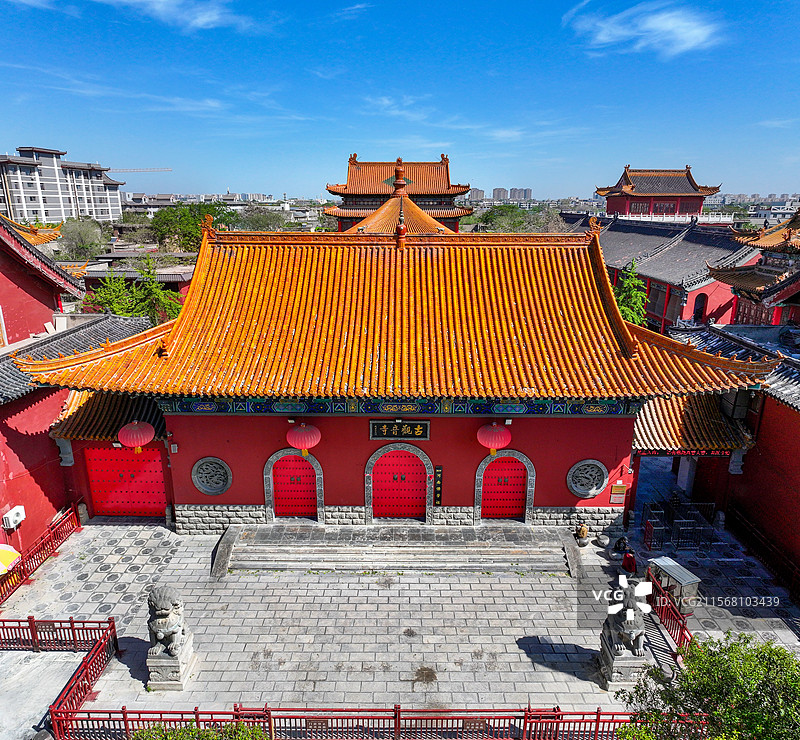 河南省开封市古观音寺航拍图片素材