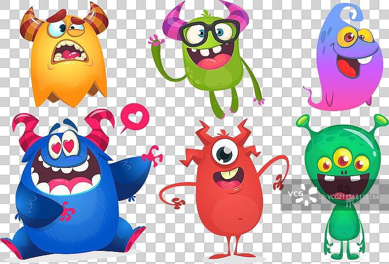 可爱的卡通怪物系列图片素材