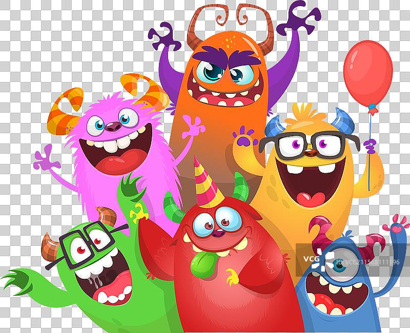 可爱的卡通怪物快乐系列图片素材