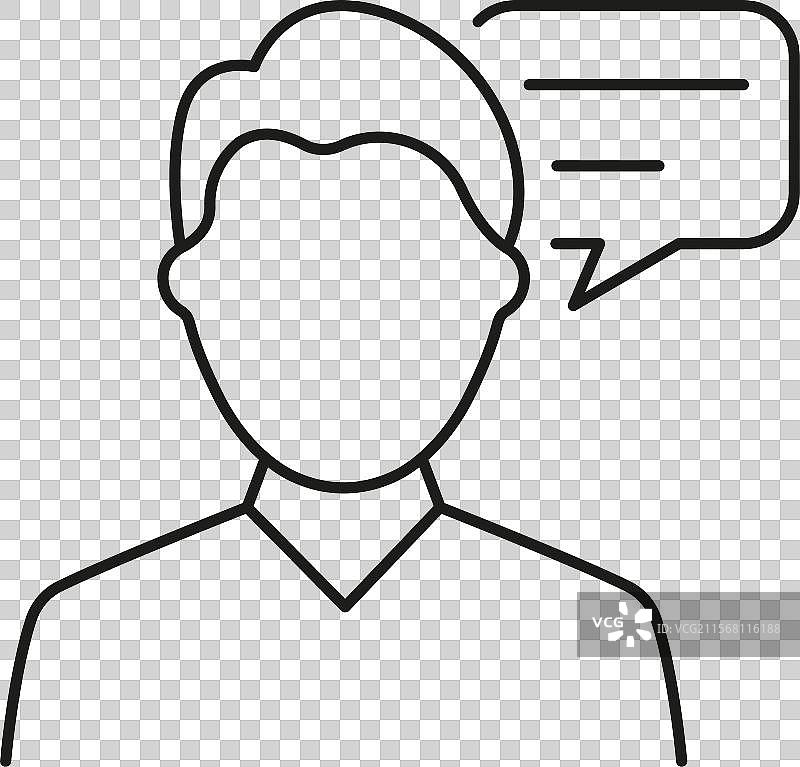 带有对话气泡的男性轮廓图标沟通图片素材