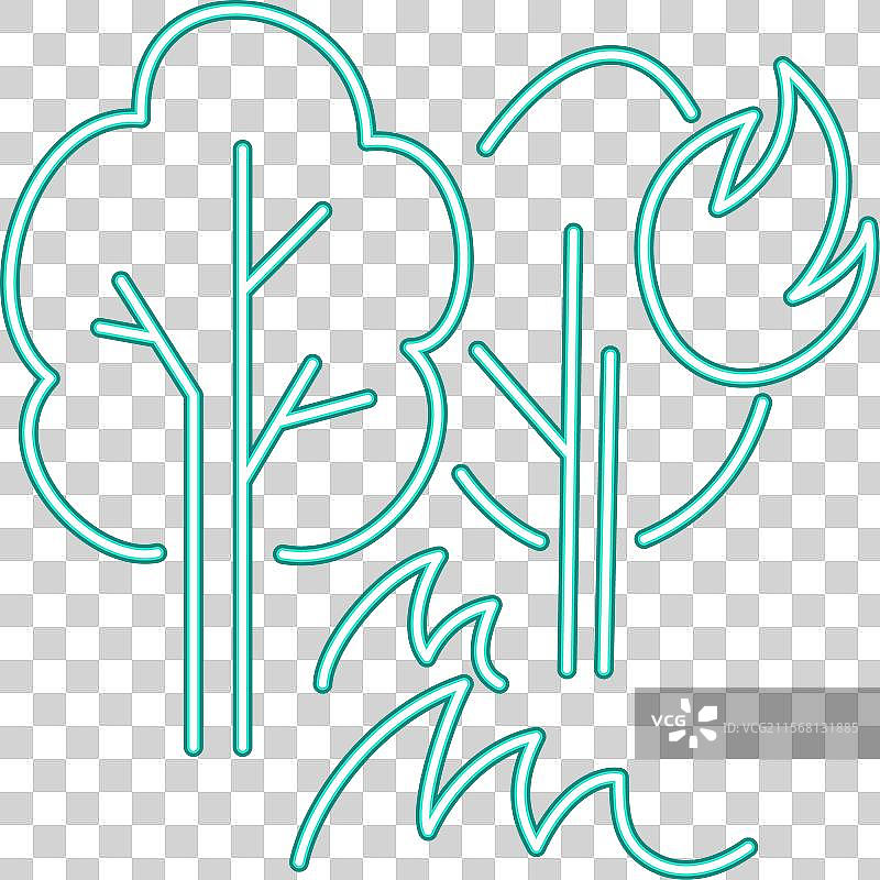 森林火灾霓虹线条图标图片素材